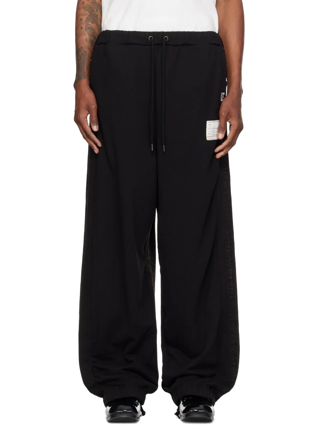 Black Combined Sweat Denim Jeans - 1