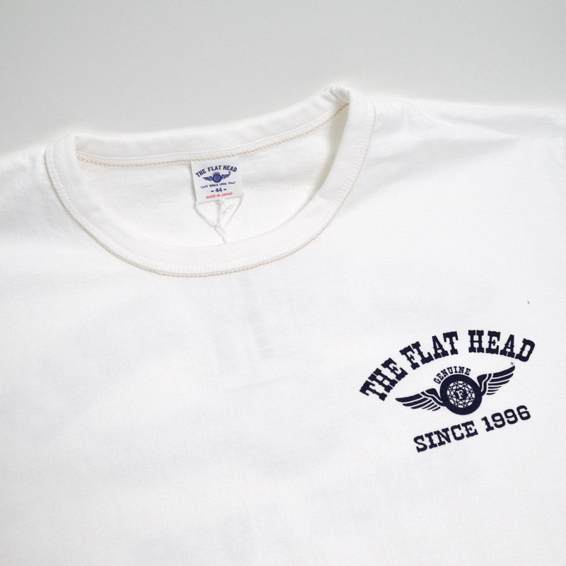 THE FLAT HEAD FN-THC-202 Flying Wheel Tee White outlook
