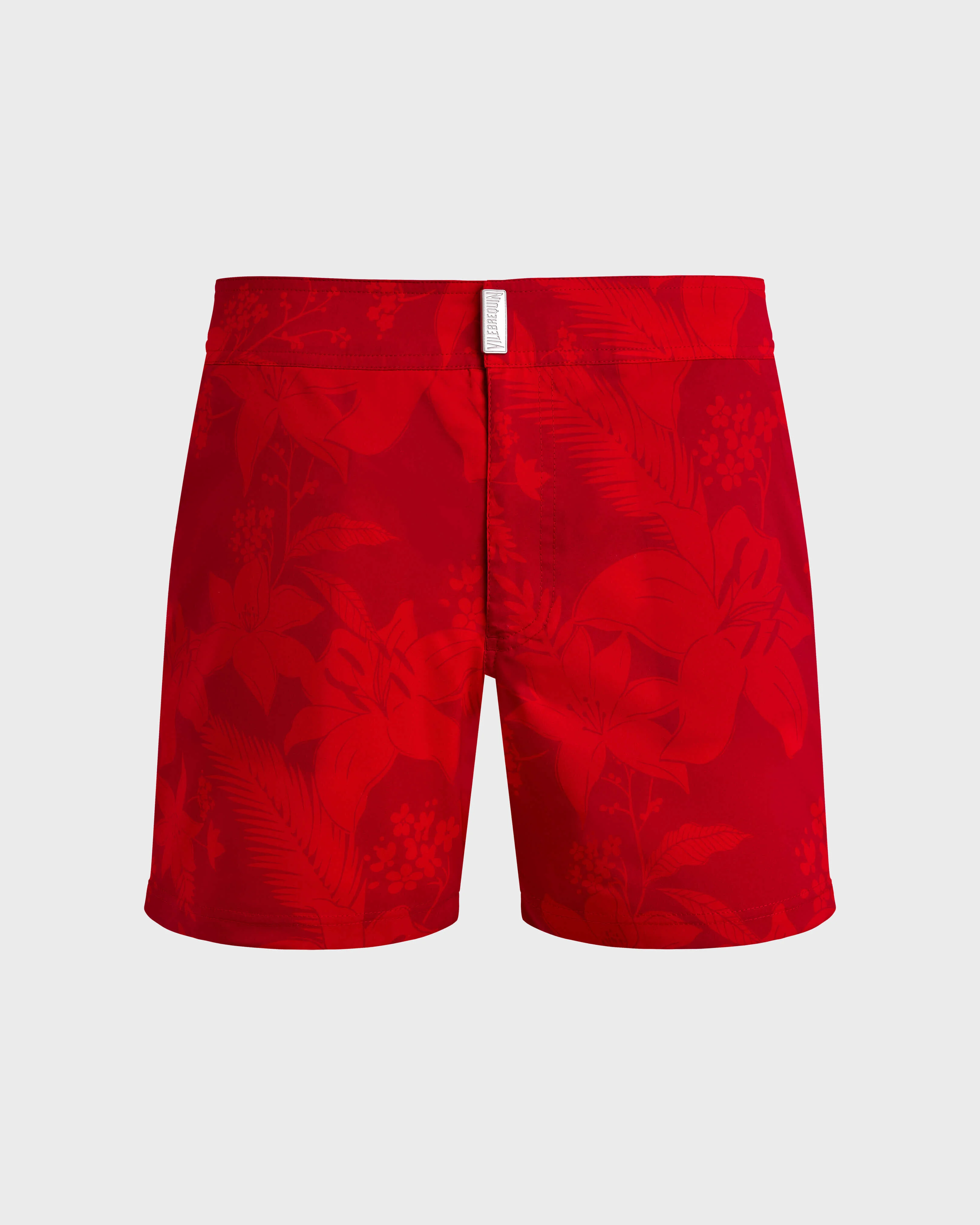 Men Stretch Short Swim Trunks Flat Belt Flower Power - 1