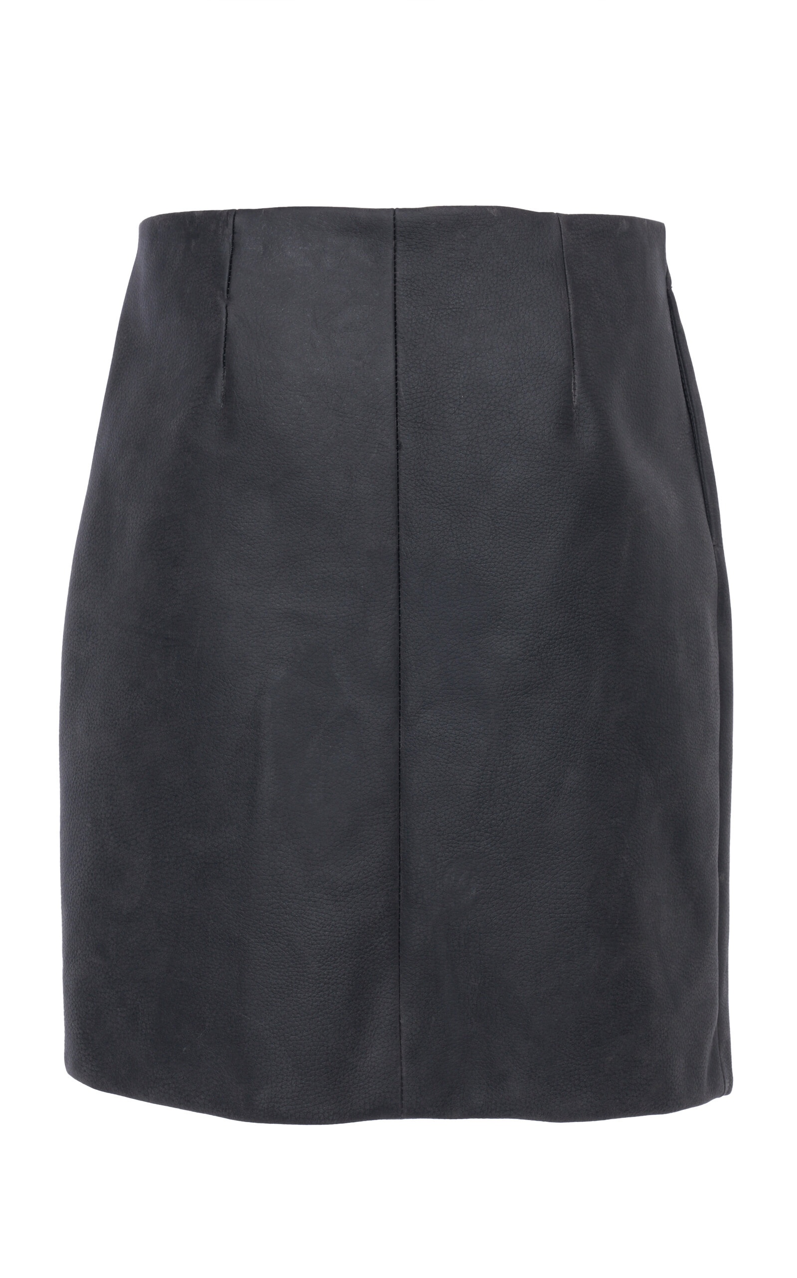 Wrap-Front Leather Mini Skirt grey - 3