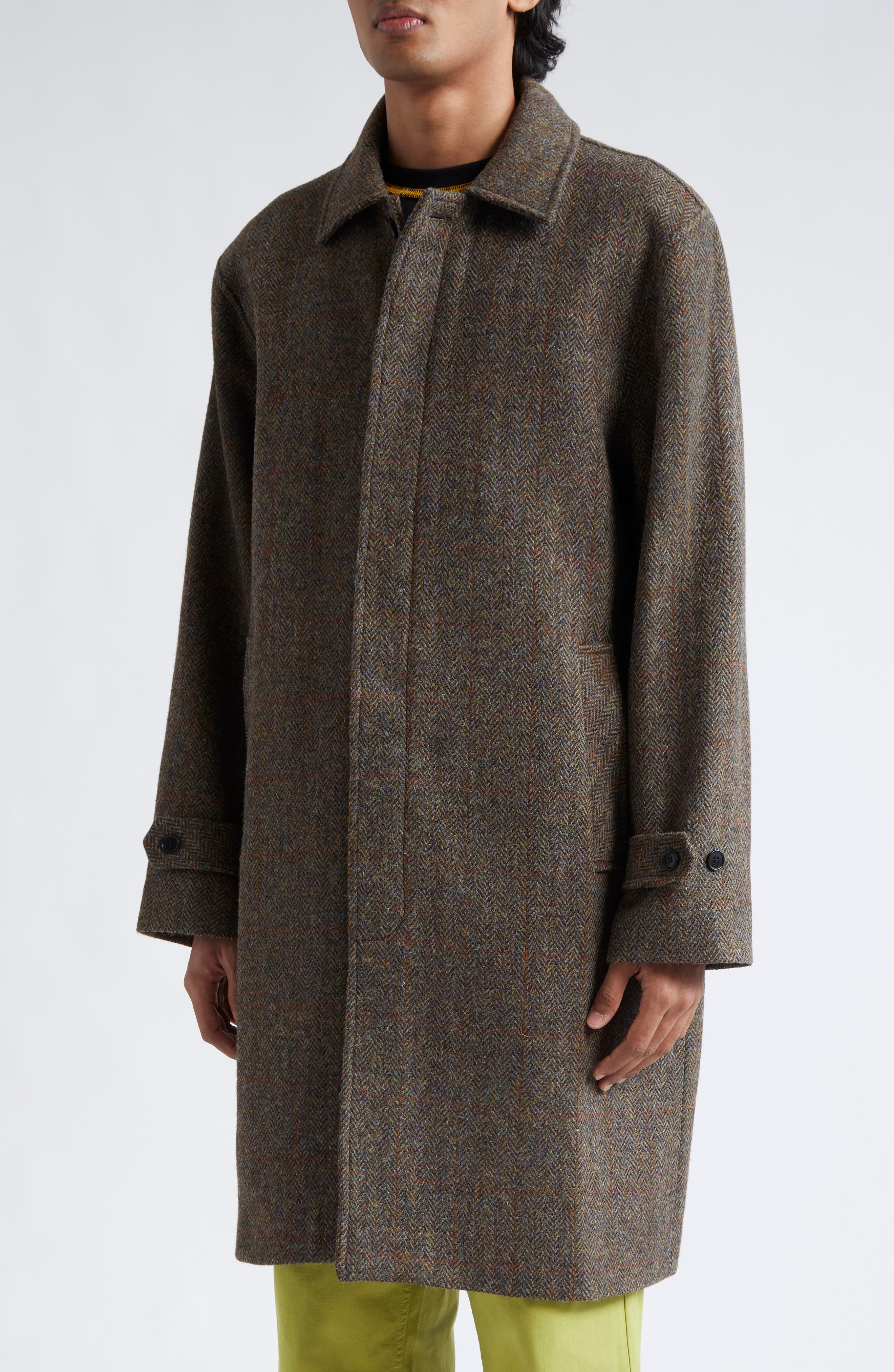 PALMES Cedric Wool Herringbone Topcoat in Brown Herringbone at Nordstrom - 5
