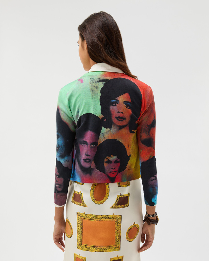 Printed Silk Knit Cardigan 3