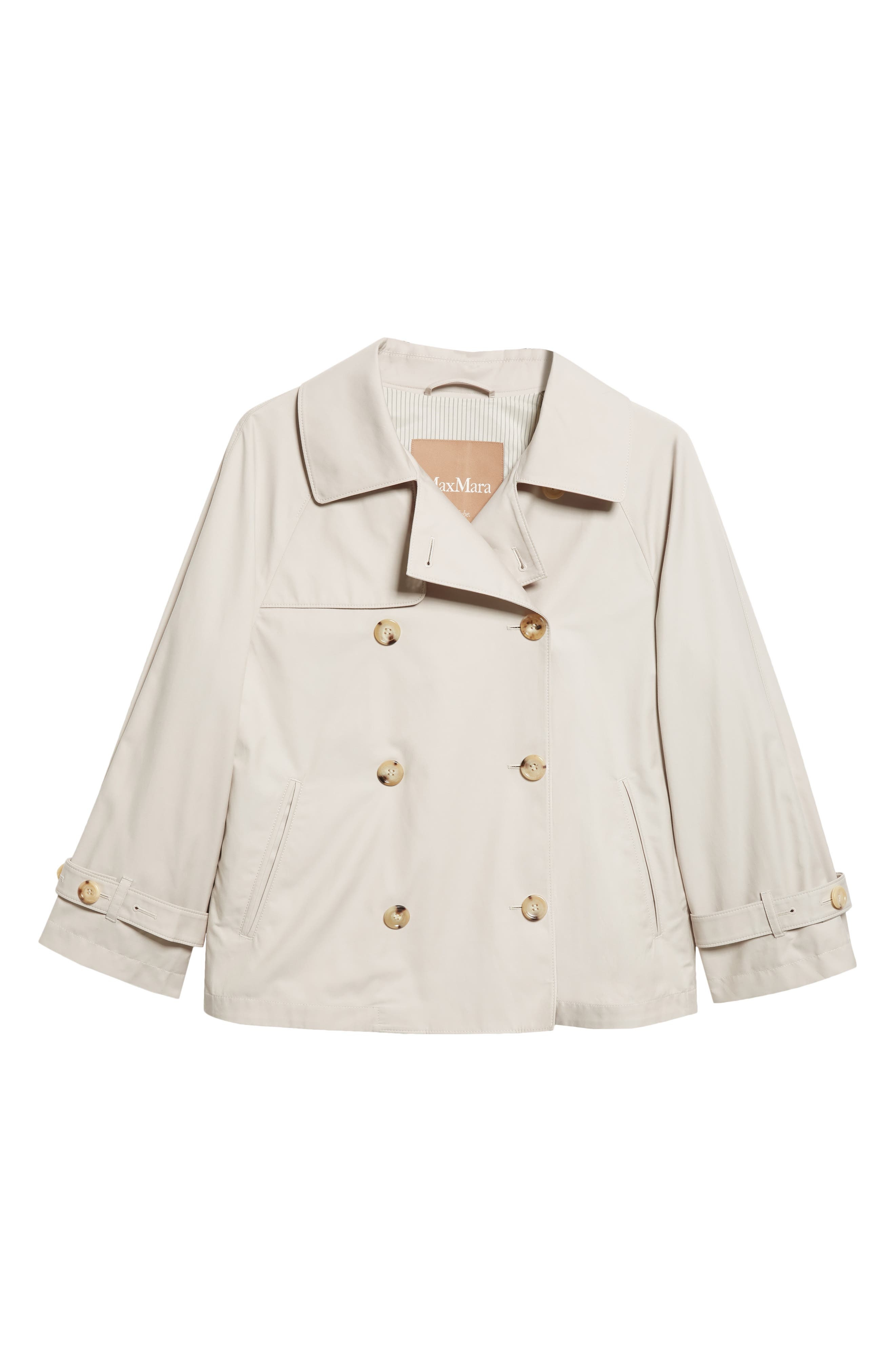 Max Mara Tina Water Repellent Twill Crop Trench Coat in Ecru at Nordstrom - 6