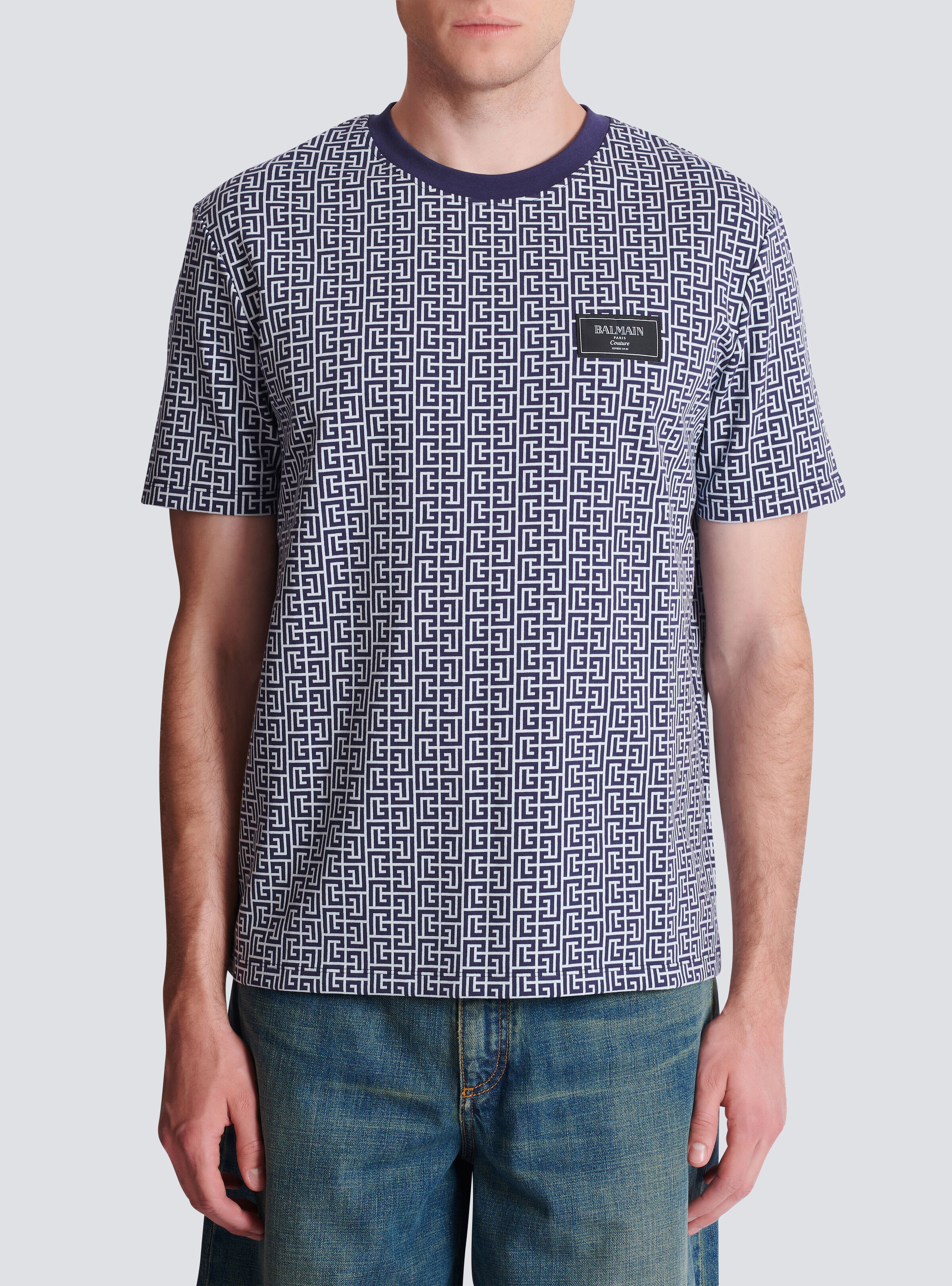 Monogrammed T-shirt with Balmain Couture label - 5