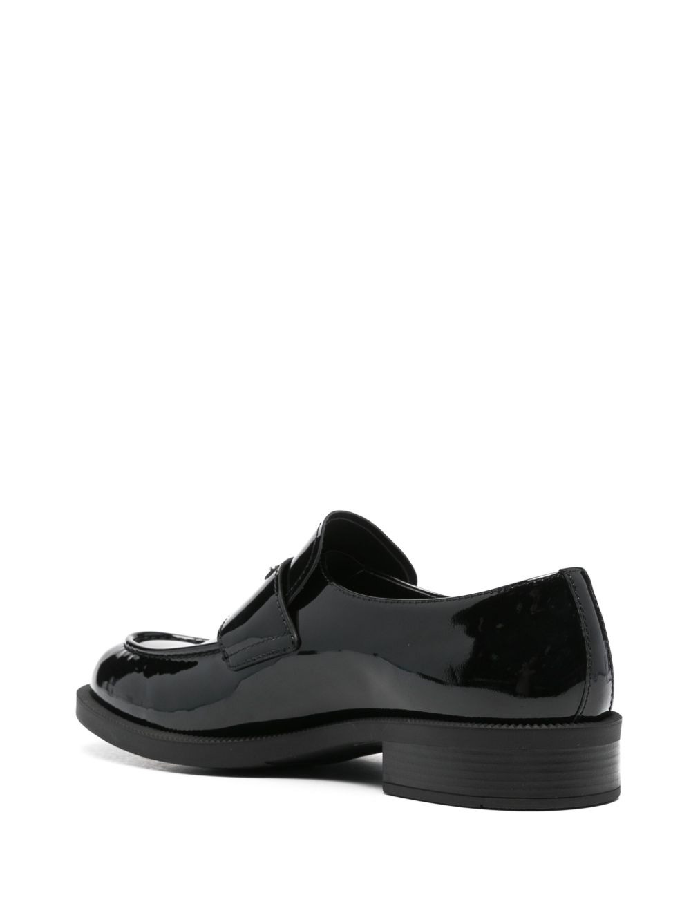 triangle-logo leather loafers - 3