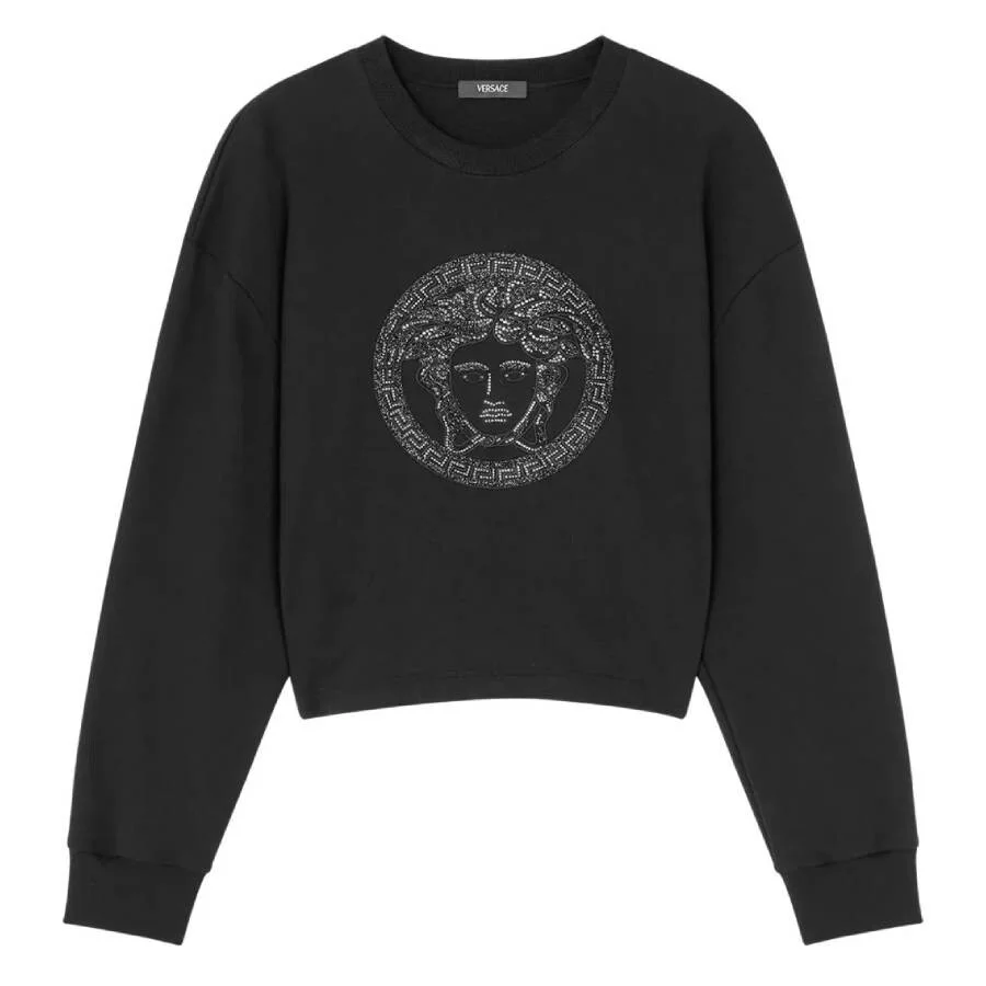 Versace Embellished Medusa Cotton Sweatshirt - 1