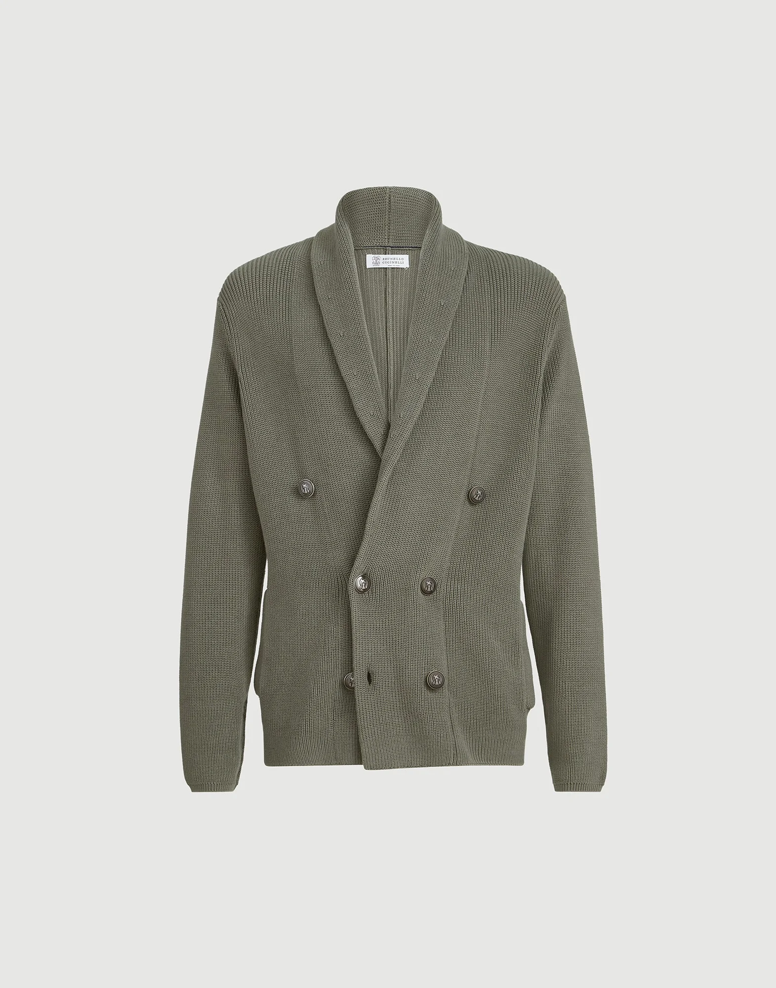 Cotton half English rib cardigan with metal buttons - 1