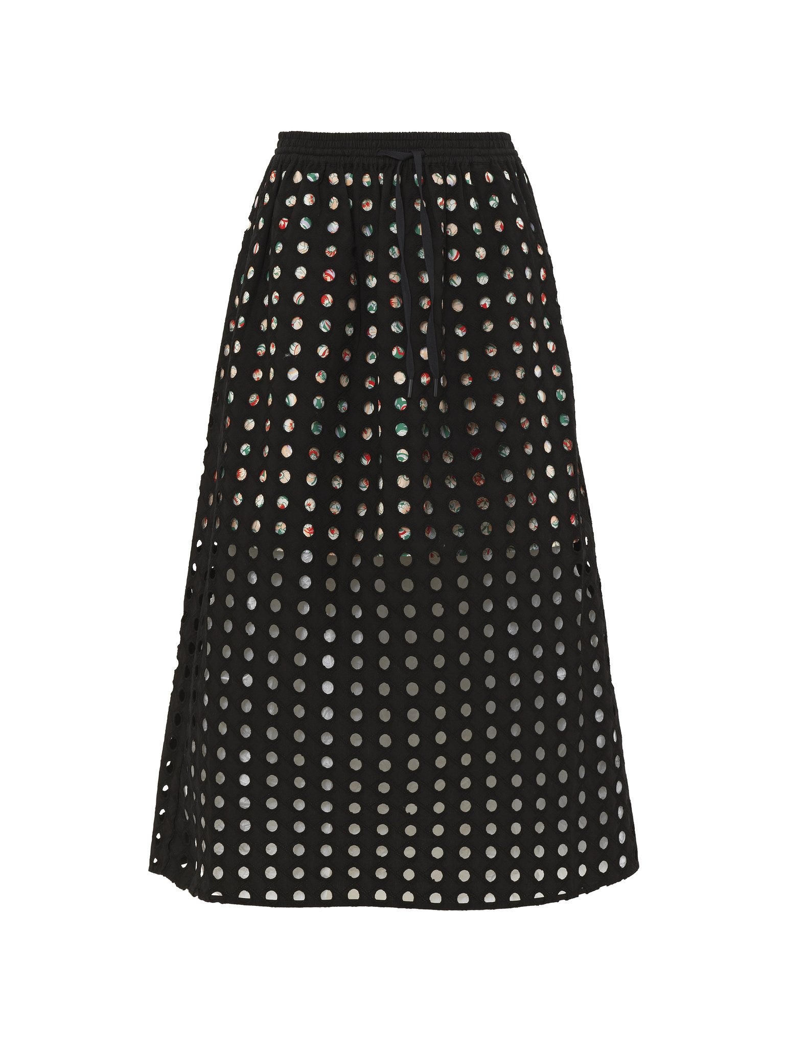 EYELET MID-LENGTH SKIRT - 1