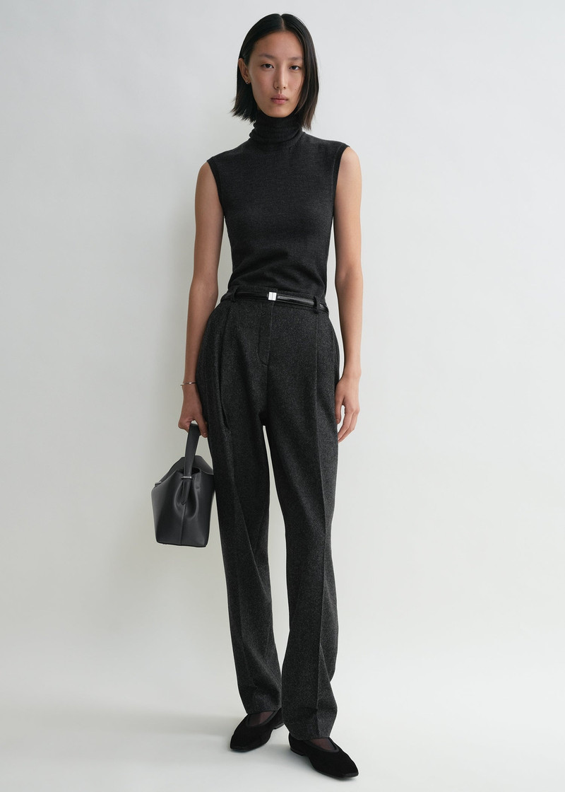 Totême Double-pleated tailored trousers charcoal melange outlook