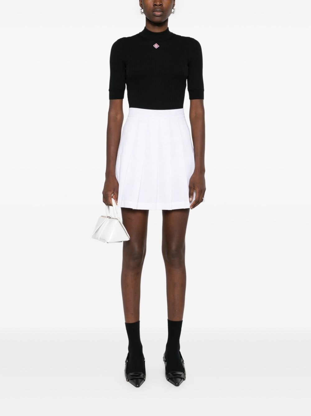logo-patch ribbed top - 2