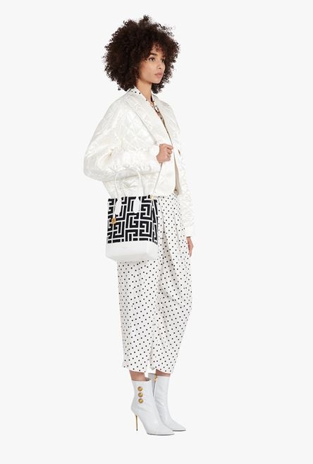 Bicolor white and black jacquard Folded Shopping bag - 2