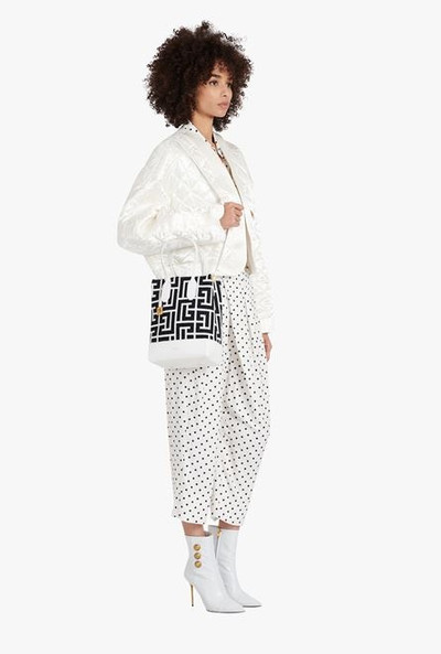 Balmain Bicolor white and black jacquard Folded Shopping bag outlook