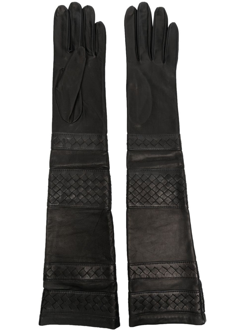 elbow-length panelled leather gloves 1