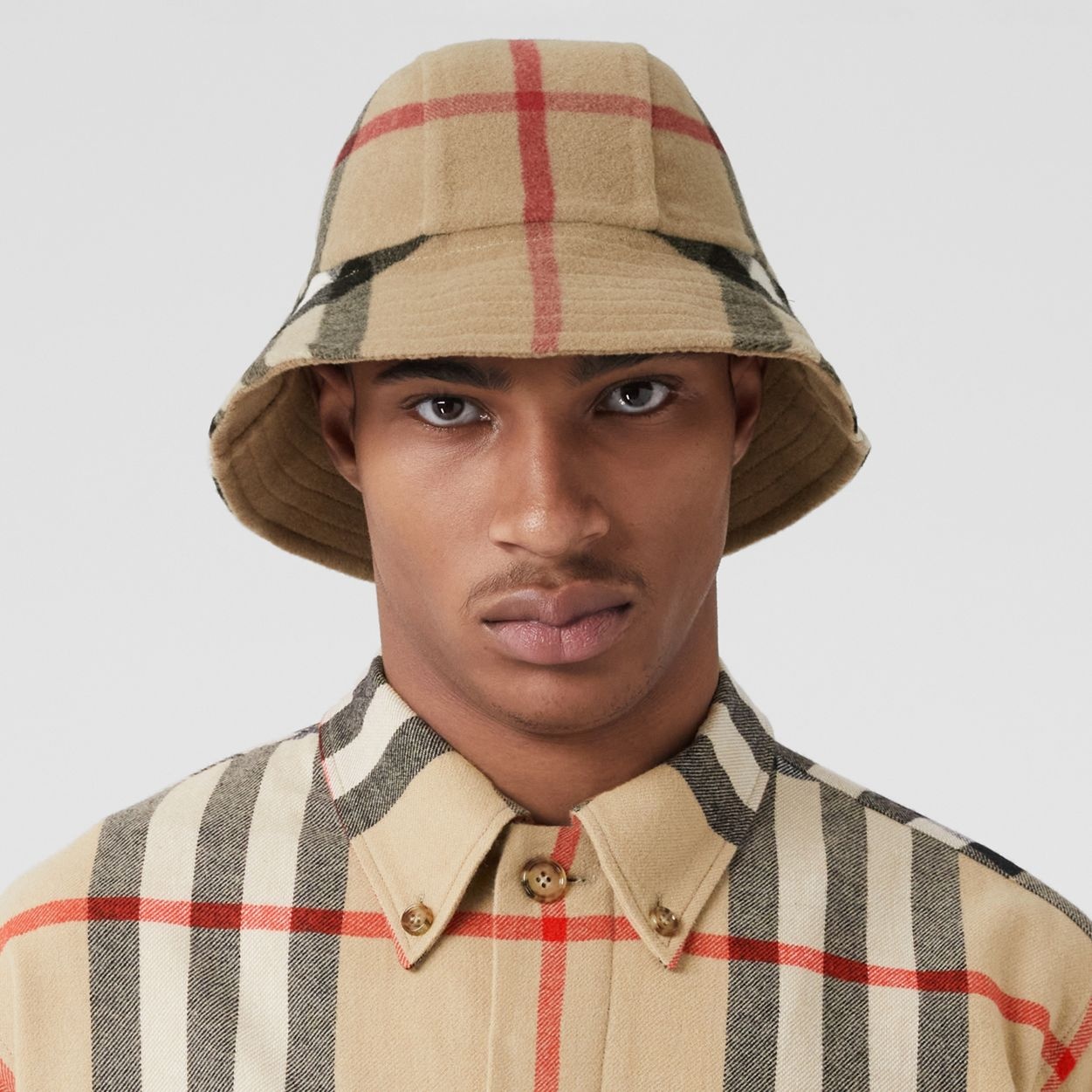 Exaggerated Check Wool Bucket Hat - 4