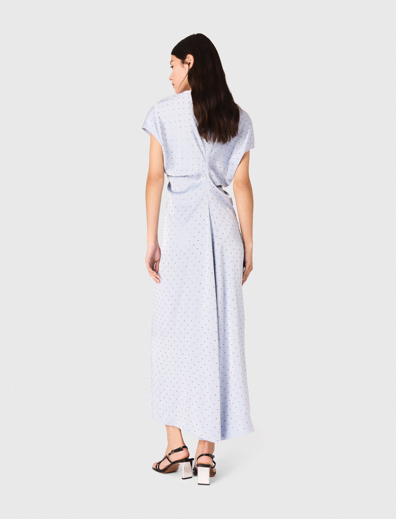 Robe maxi en satin, taille plissée 4
