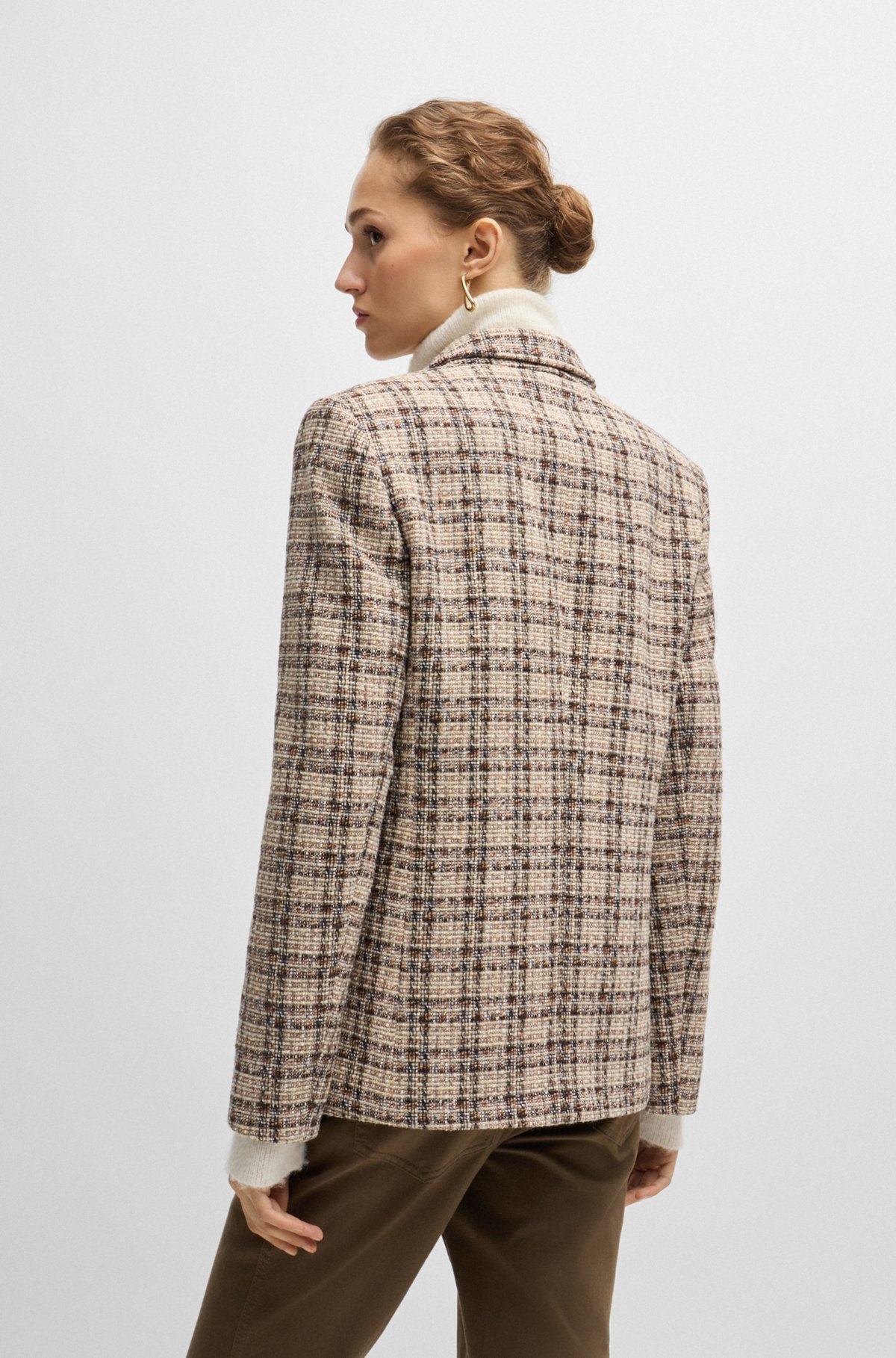 RELAXED-FIT DOUBLE-BREASTED JACKET IN CHECKED TWEED - 4