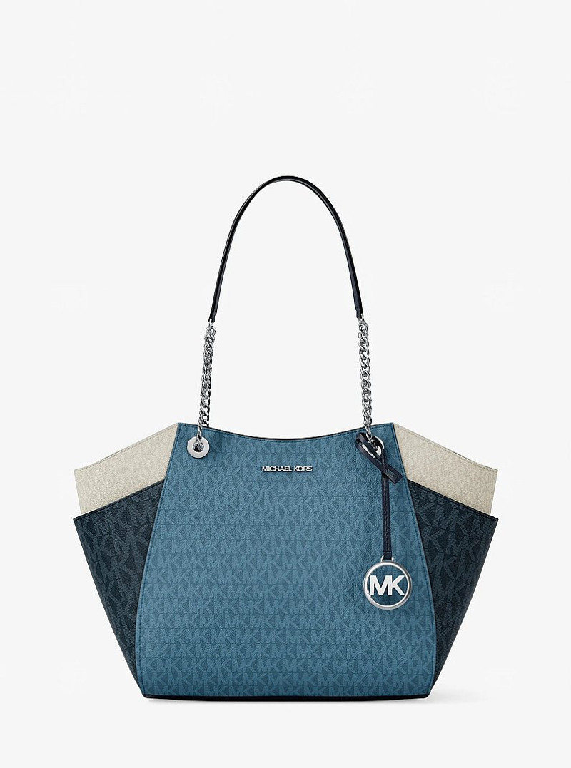 Jet Set Large Color-Block Signature Logo Shoulder Bag 1