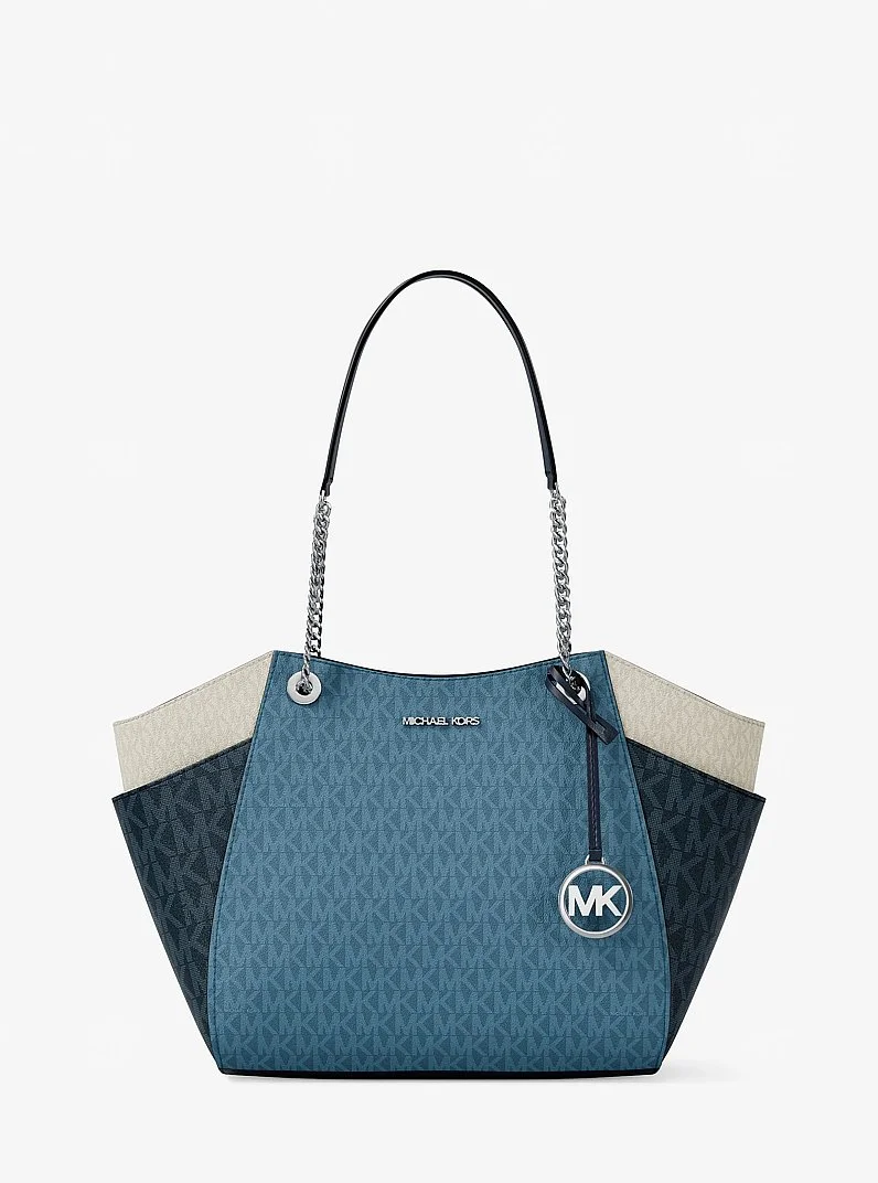 Jet Set Large Color-Block Signature Logo Shoulder Bag - 1