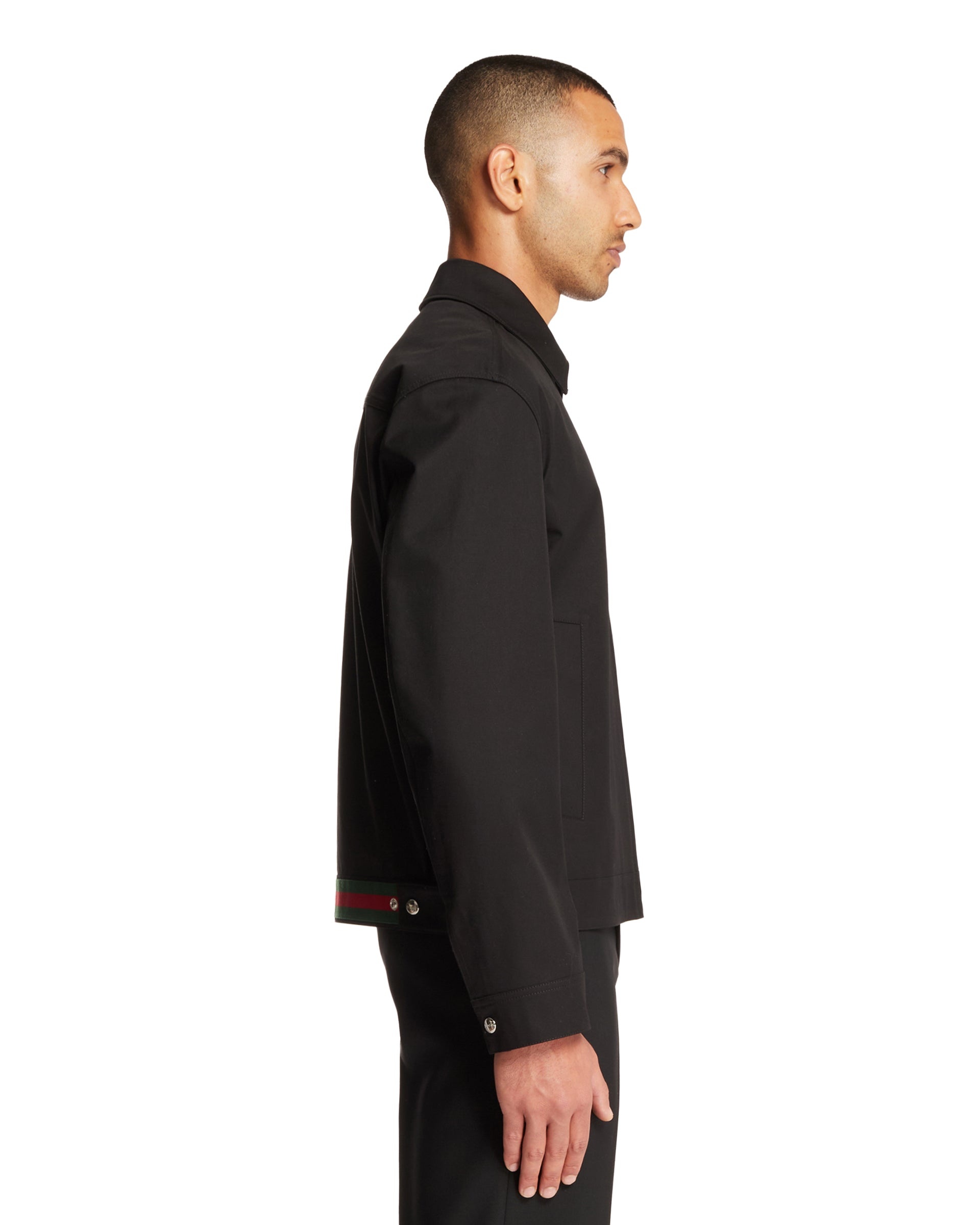 Black Cotton Twill Jacket - 5