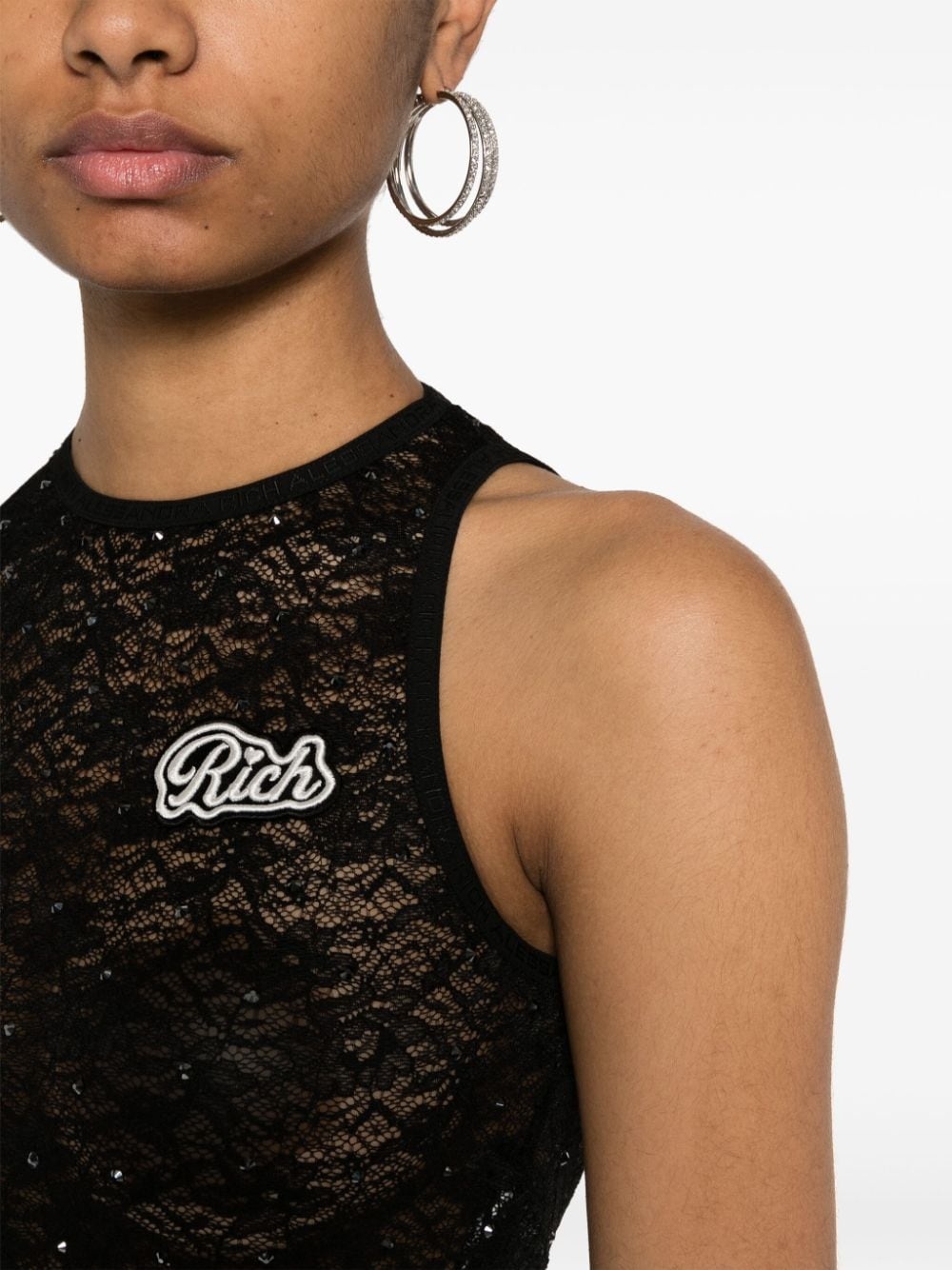 cropped lace tank top - 5