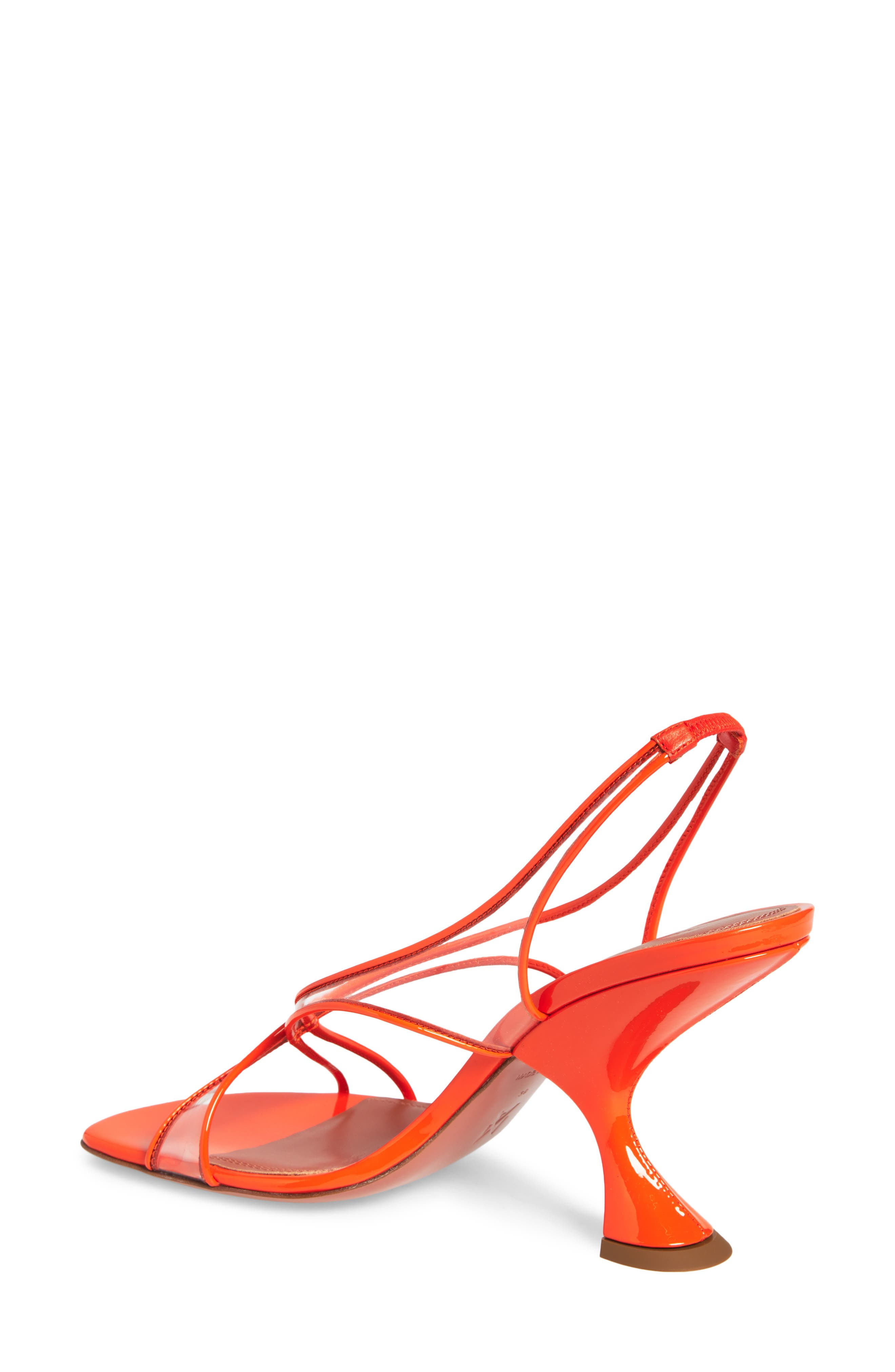 Amina Muaddi Lena Slingback Sandal in Patent Orange/Transparent at Nordstrom - 2