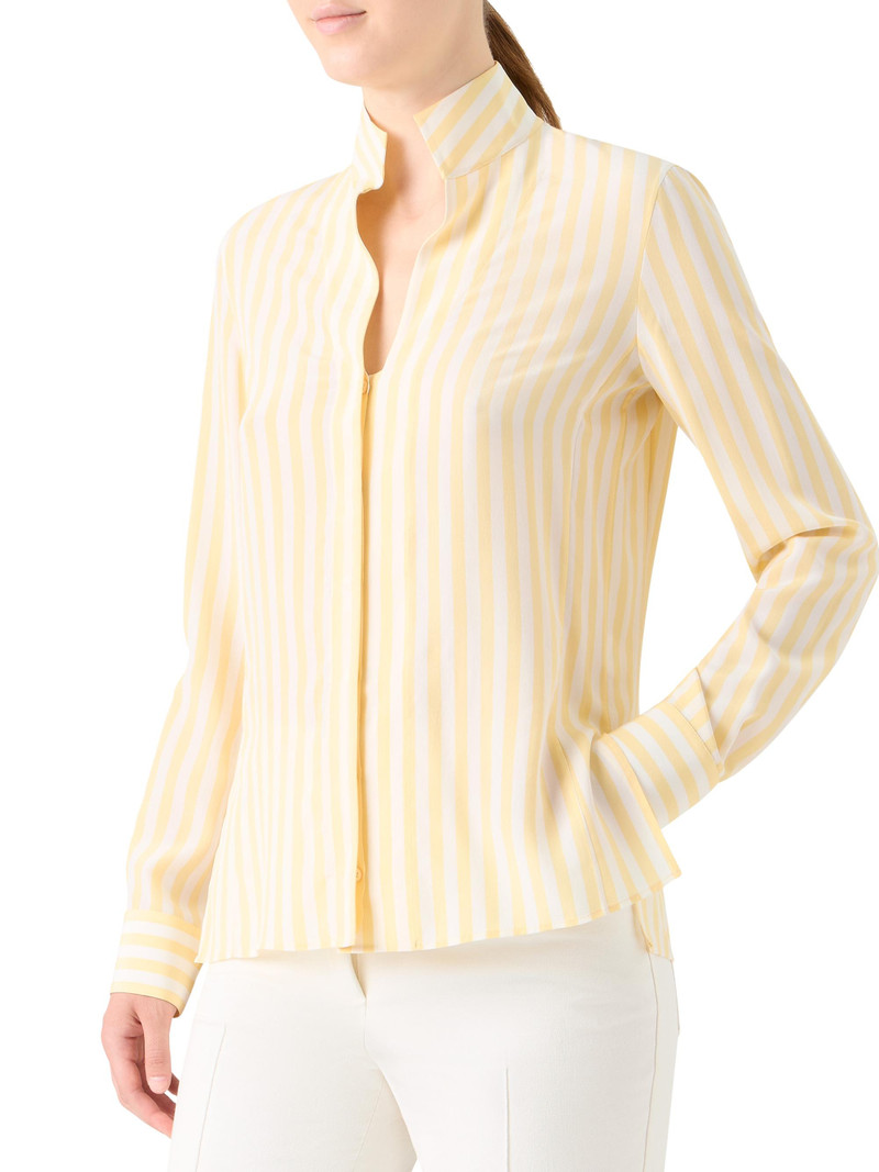 Women's Striped Silk Crêpe Blouse - Sun Ecru 4