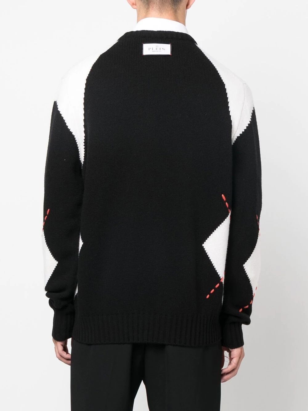 embroidered-skull crew neck sweater - 4