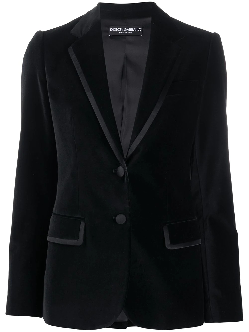 velvet silk-trim blazer - 1