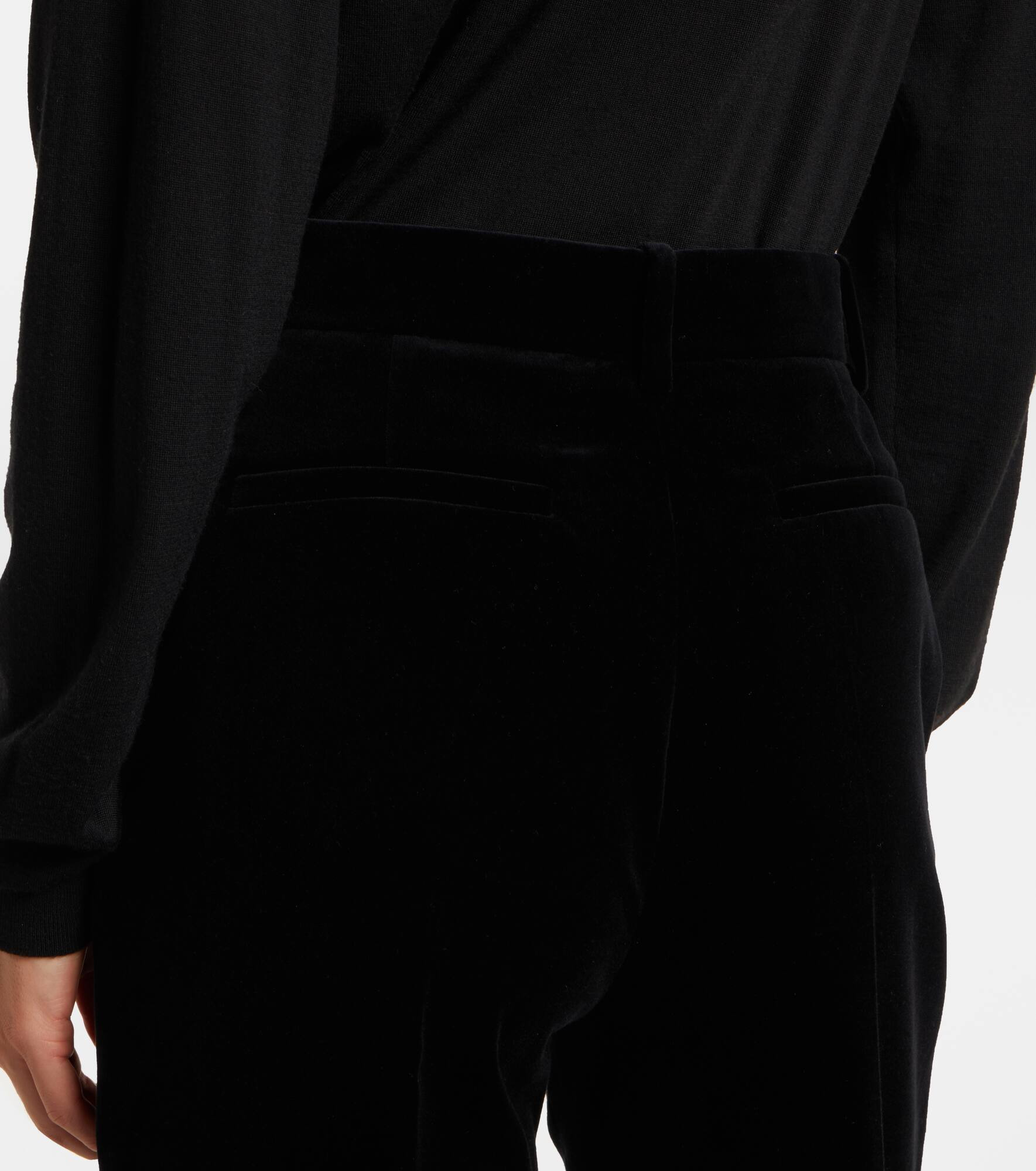 High-rise cotton velvet wide-leg pants - 6