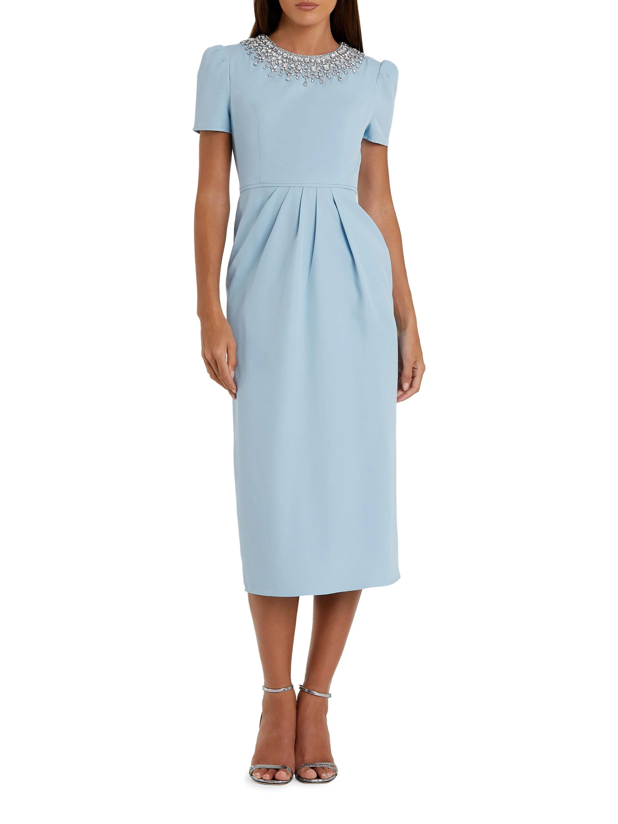 Women's Crystal-Embellished Sheath Midi-Dress - French Blue - 1