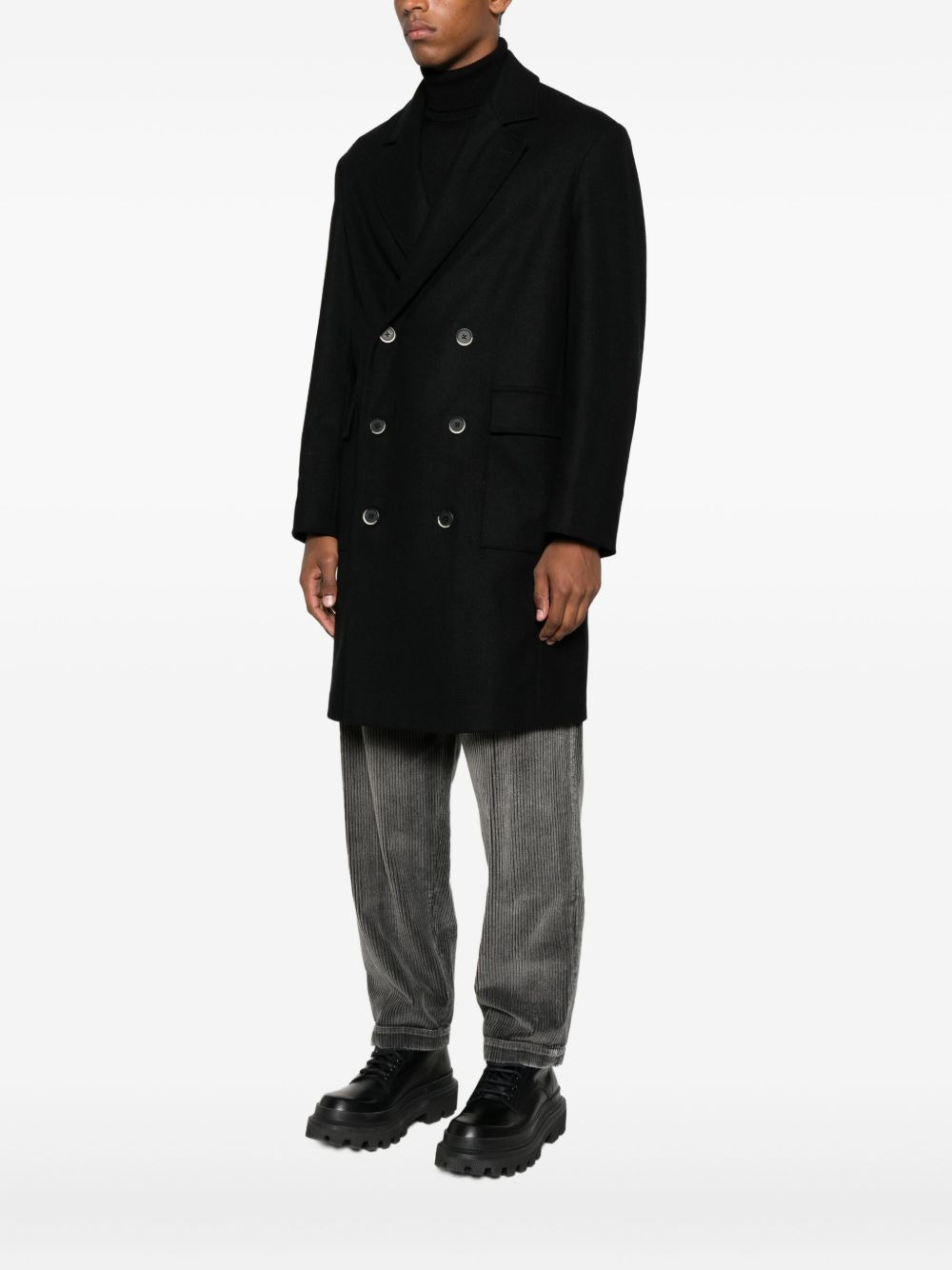 double-breasted patch-pocket coat - 3
