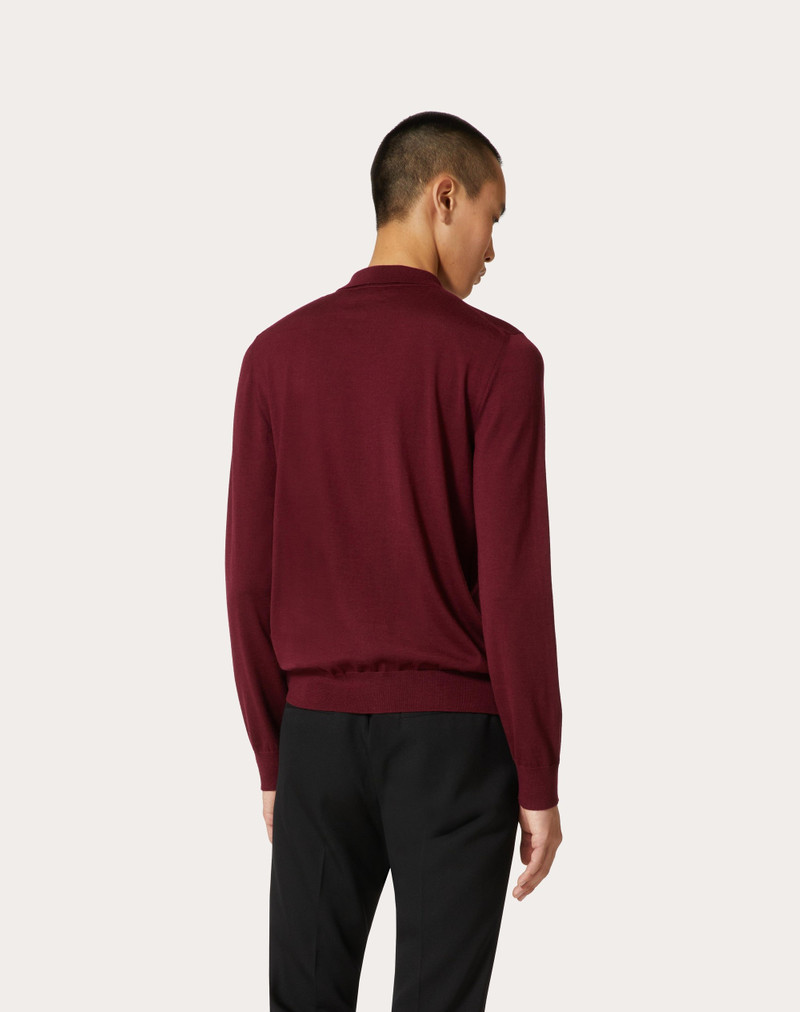 LONG-SLEEVE CASHMERE AND SILK POLO SHIRT WITH VLOGO SIGNATURE EMBROIDERY 4