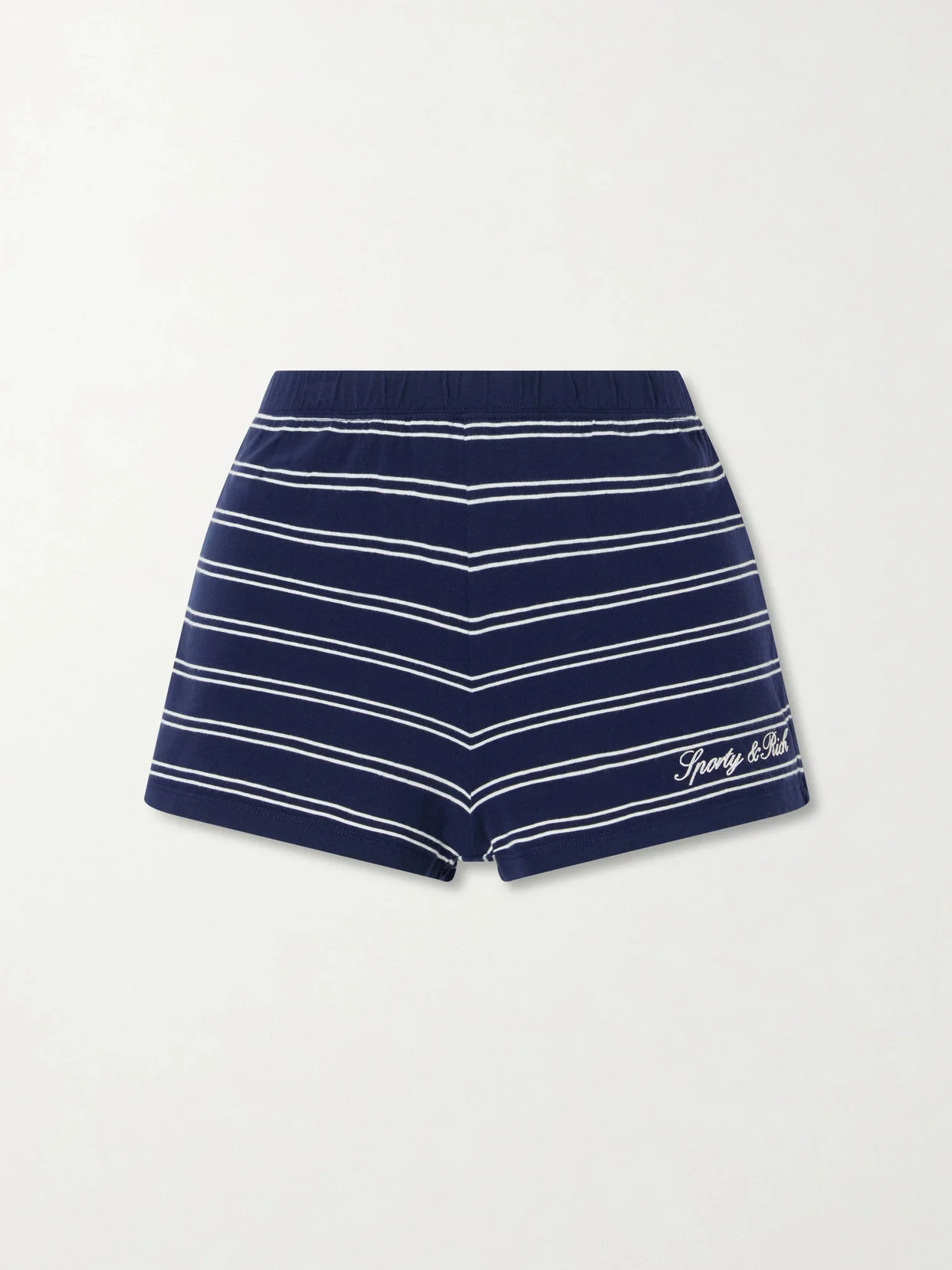 Logo-embroidered Striped Cotton-jersey Shorts - 1