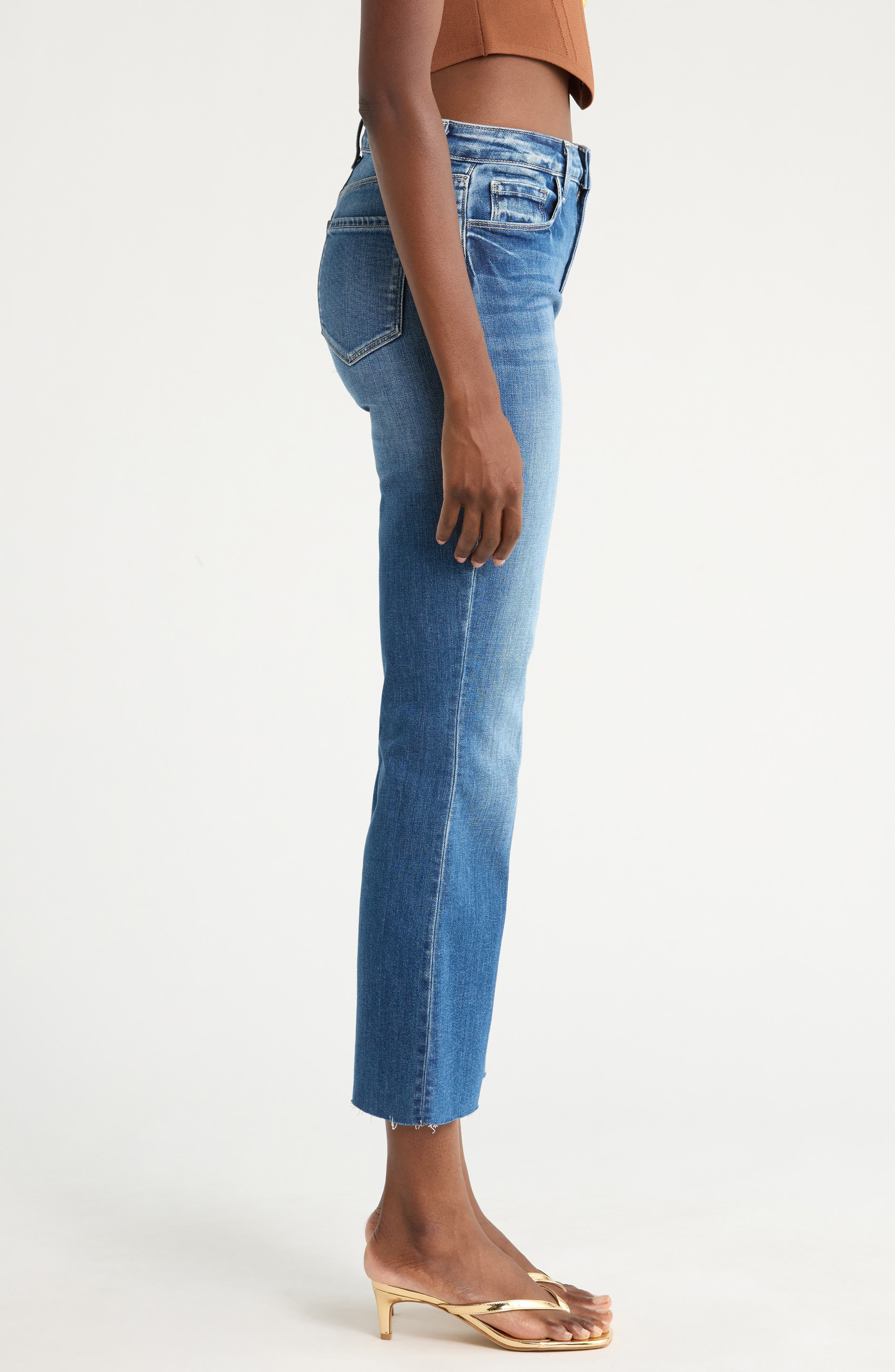 L'AGENCE Kendra Raw Hem Crop Flare Jeans in Cambridge at Nordstrom - 3