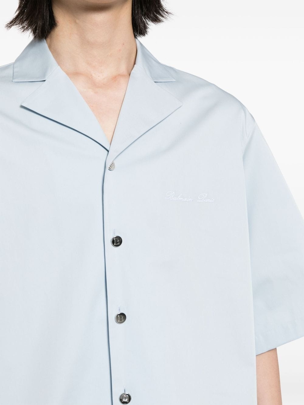 logo-embroidered cotton shirt - 5