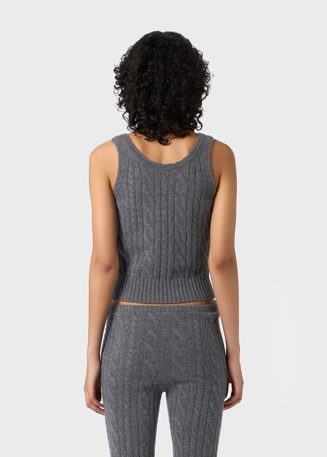 TANK TOP IN RIBBED CASHMERE AND WOOL WITH TORCHON DETAILING - 4