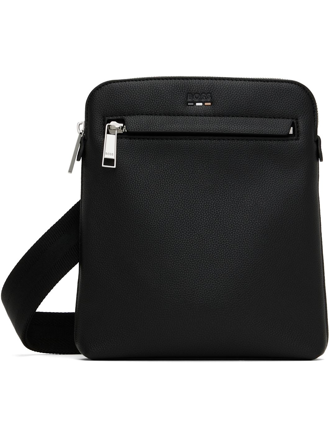 Black Pebble-Grained Faux-Leather Bag - 1