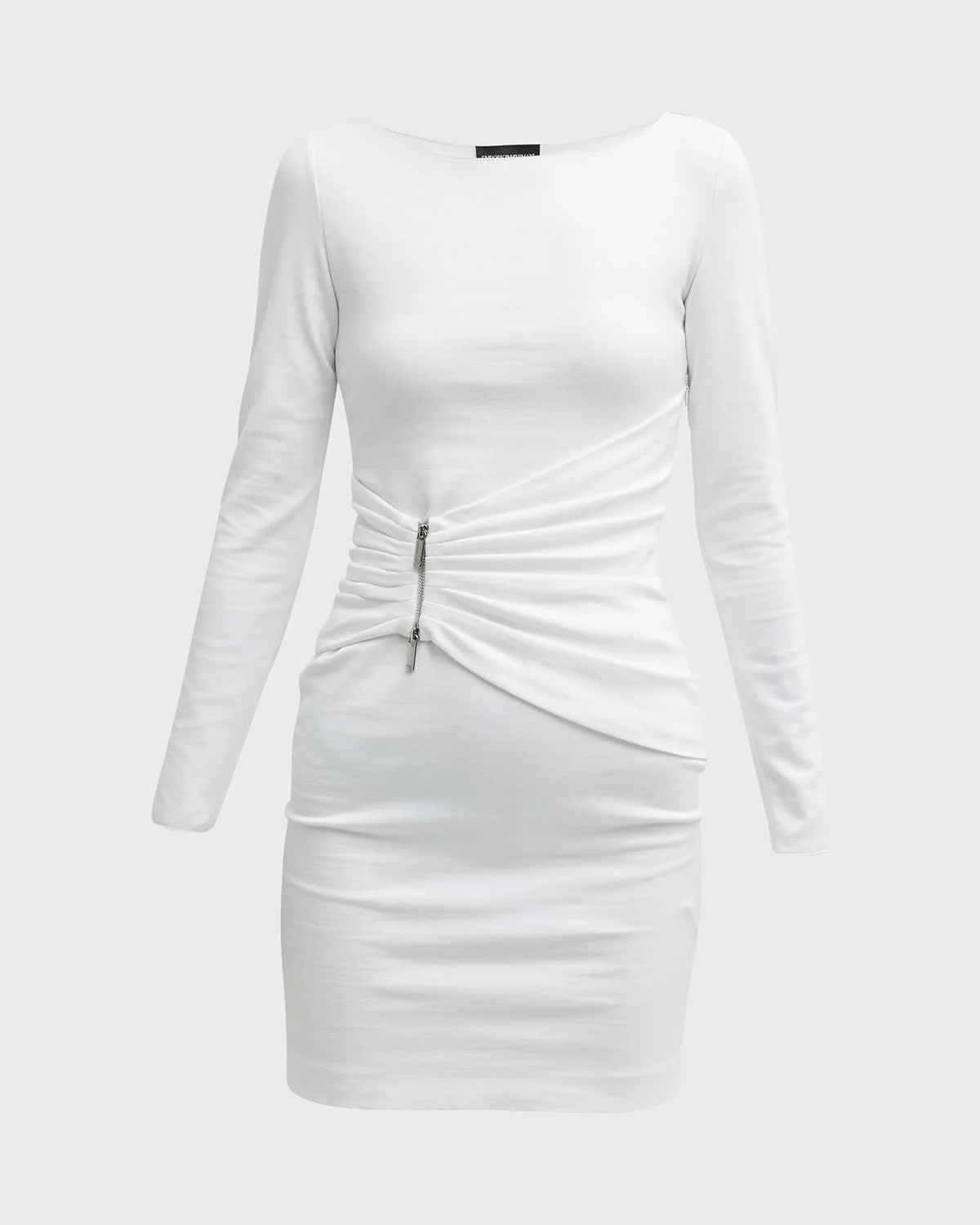 Pleated Bateau-Neck Mini Dress - 1