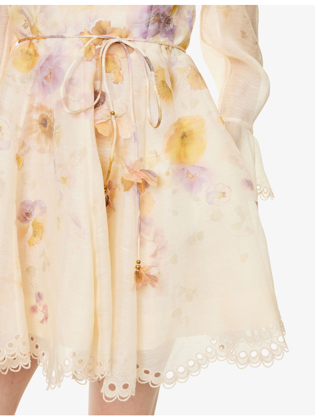 Memento Embroidered Linen And Silk Mini Dress - 5