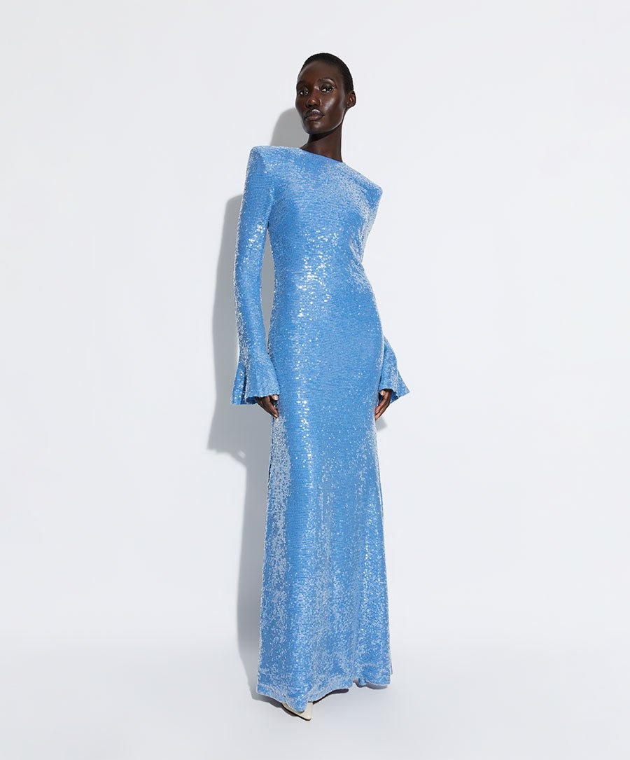 Sequin Flare Sleeve Dress - 2