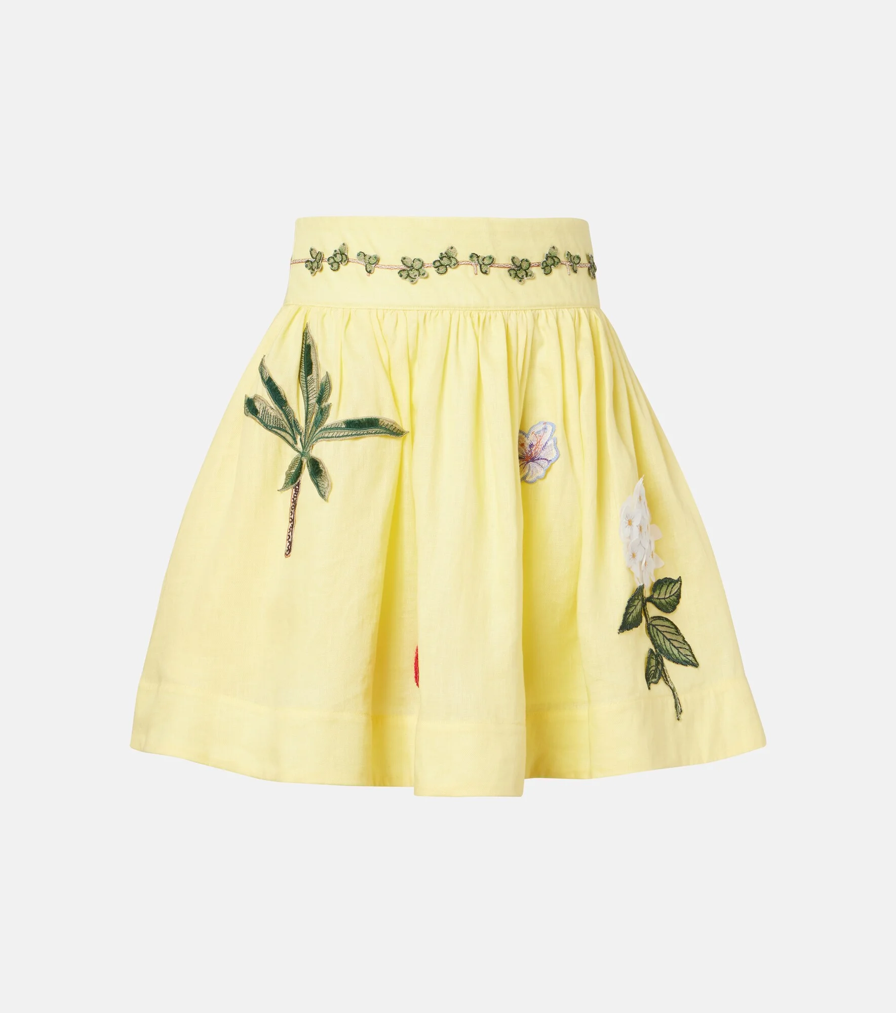 Nori floral-appliqué linen miniskirt - 1