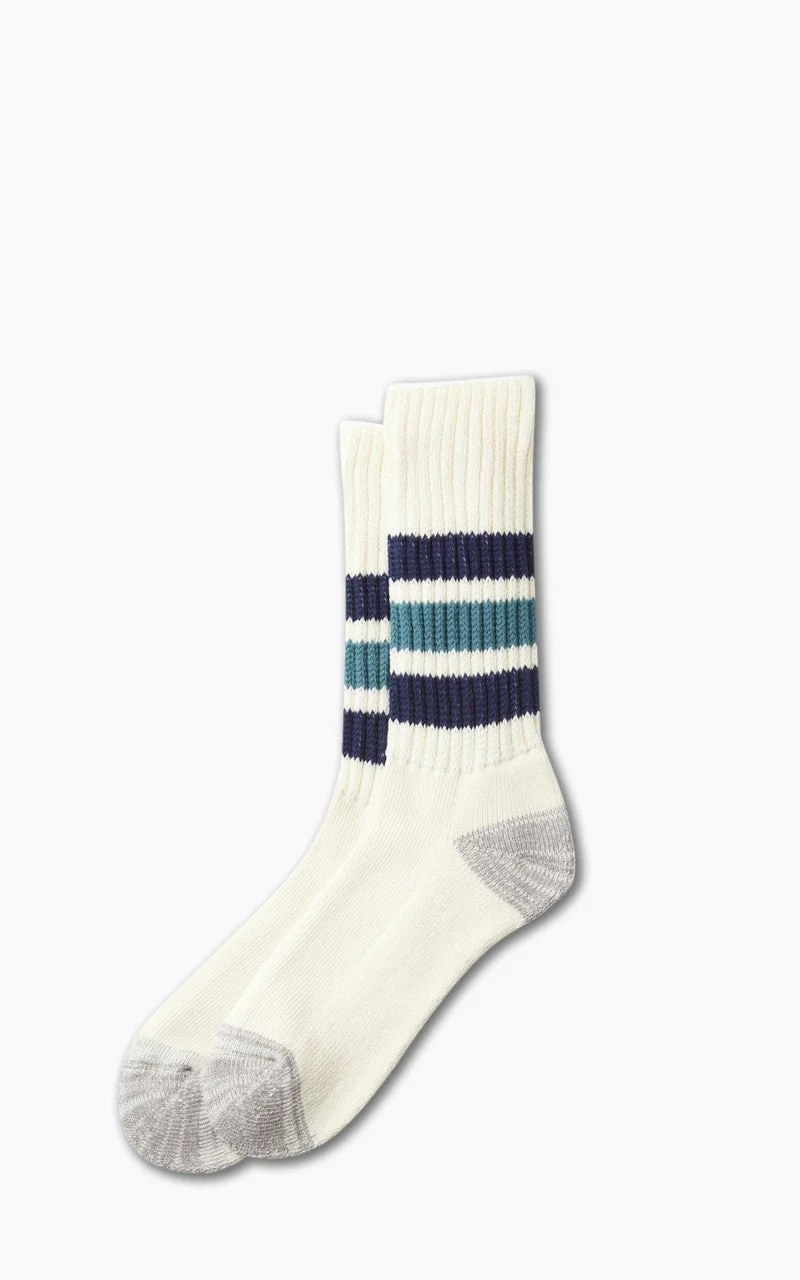 ROTOTO R1255 COARSE RIBBED OLDSCHOOL CREW SOCKS NAVY BLUE - 1