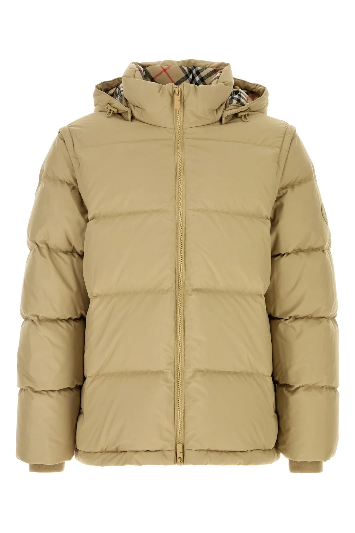 Beige polyester down jacket - 1