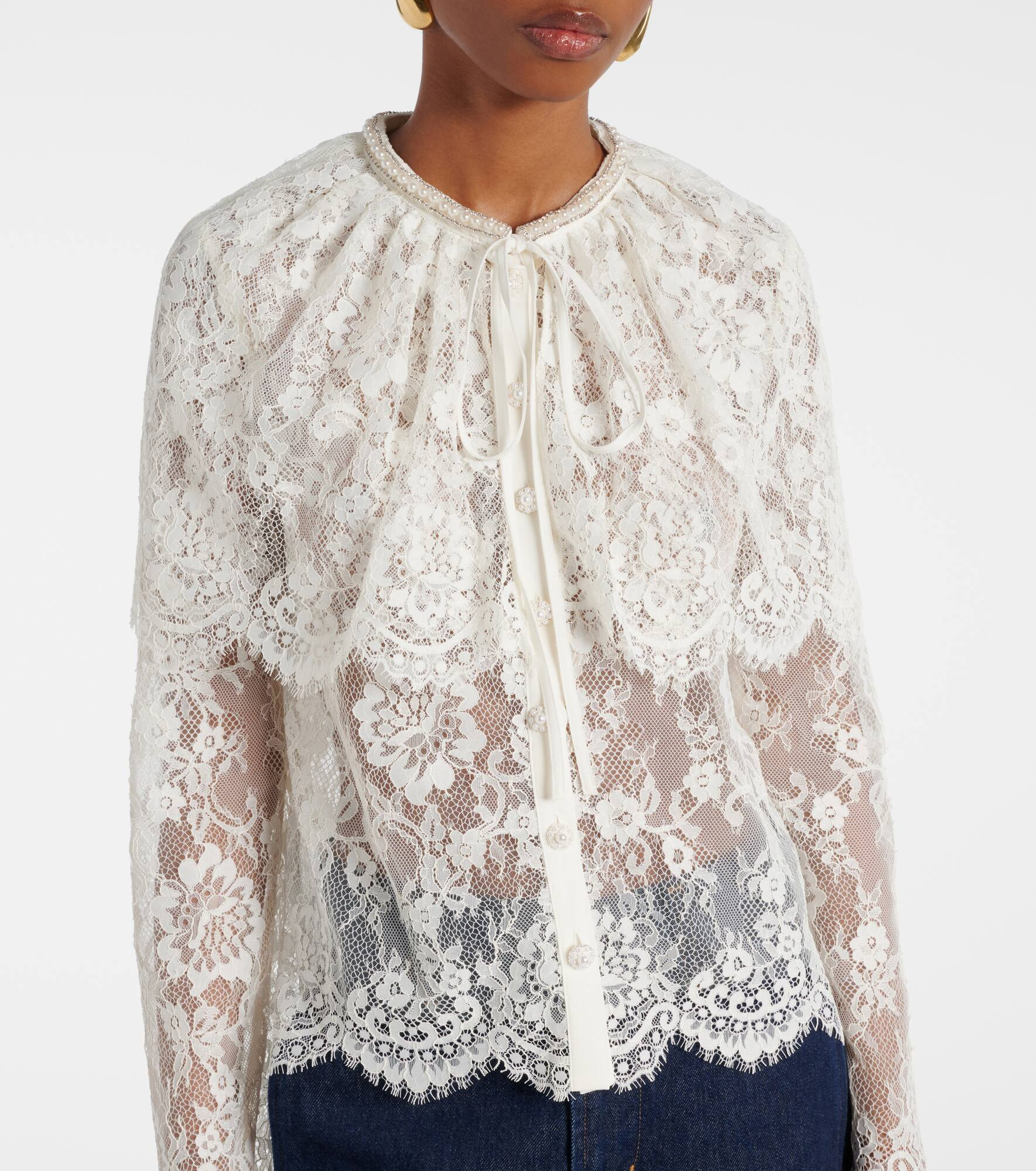 Caped lace cardigan - 4