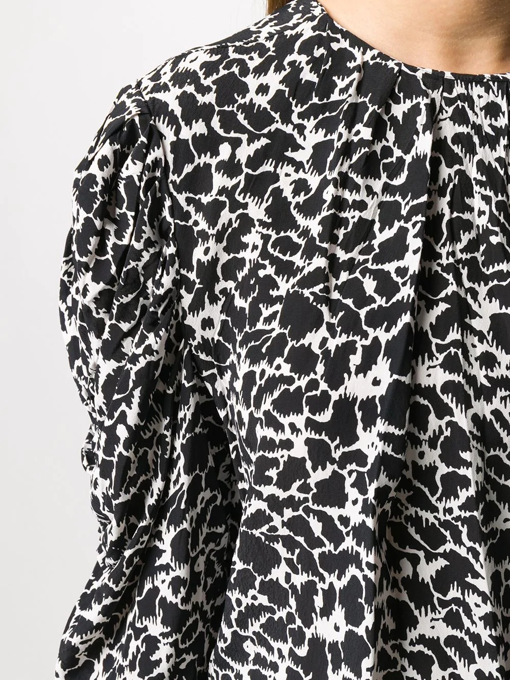 draped sleeve animal print dress - 5