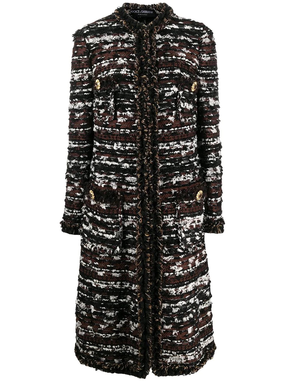 mid-length tweed coat - 1