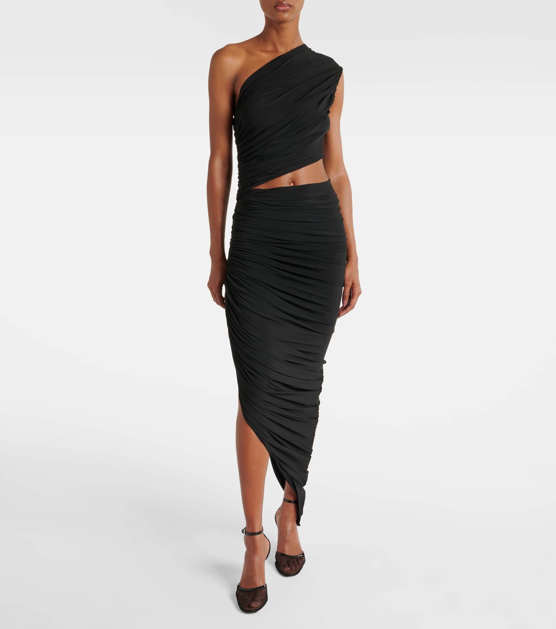 Cutout ruched jersey midi dress - 2