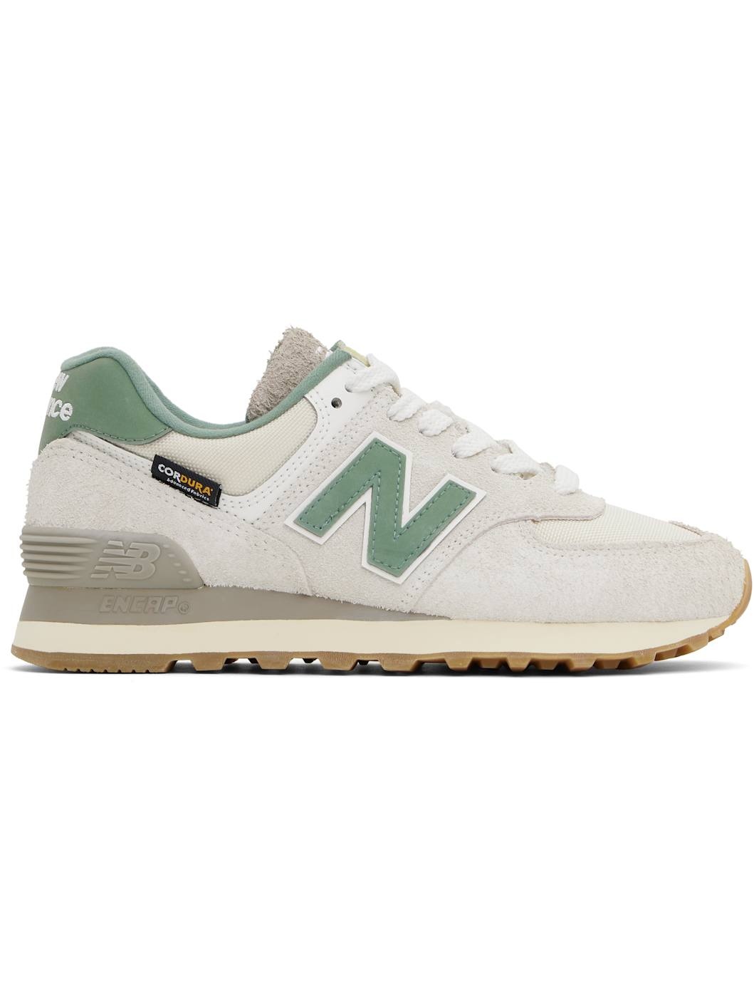Beige & Green 574 Sneakers - 1