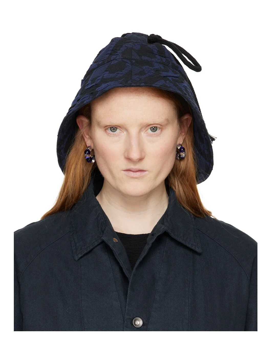 Black & Navy Box Fisherman Hat - 1