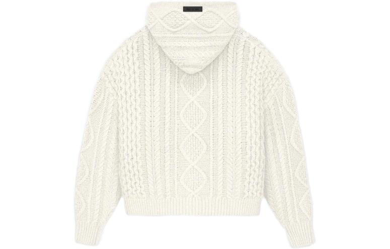 Fear of God Essentials FW23 Cable Knit Hoodie 'Cloud Dancer' 192BT234391F - 3